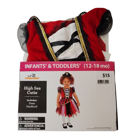 Toddler Girls 12 to 18M High Seas Cutie Complete Pirate Halloween Costume - Picture 3 of 10